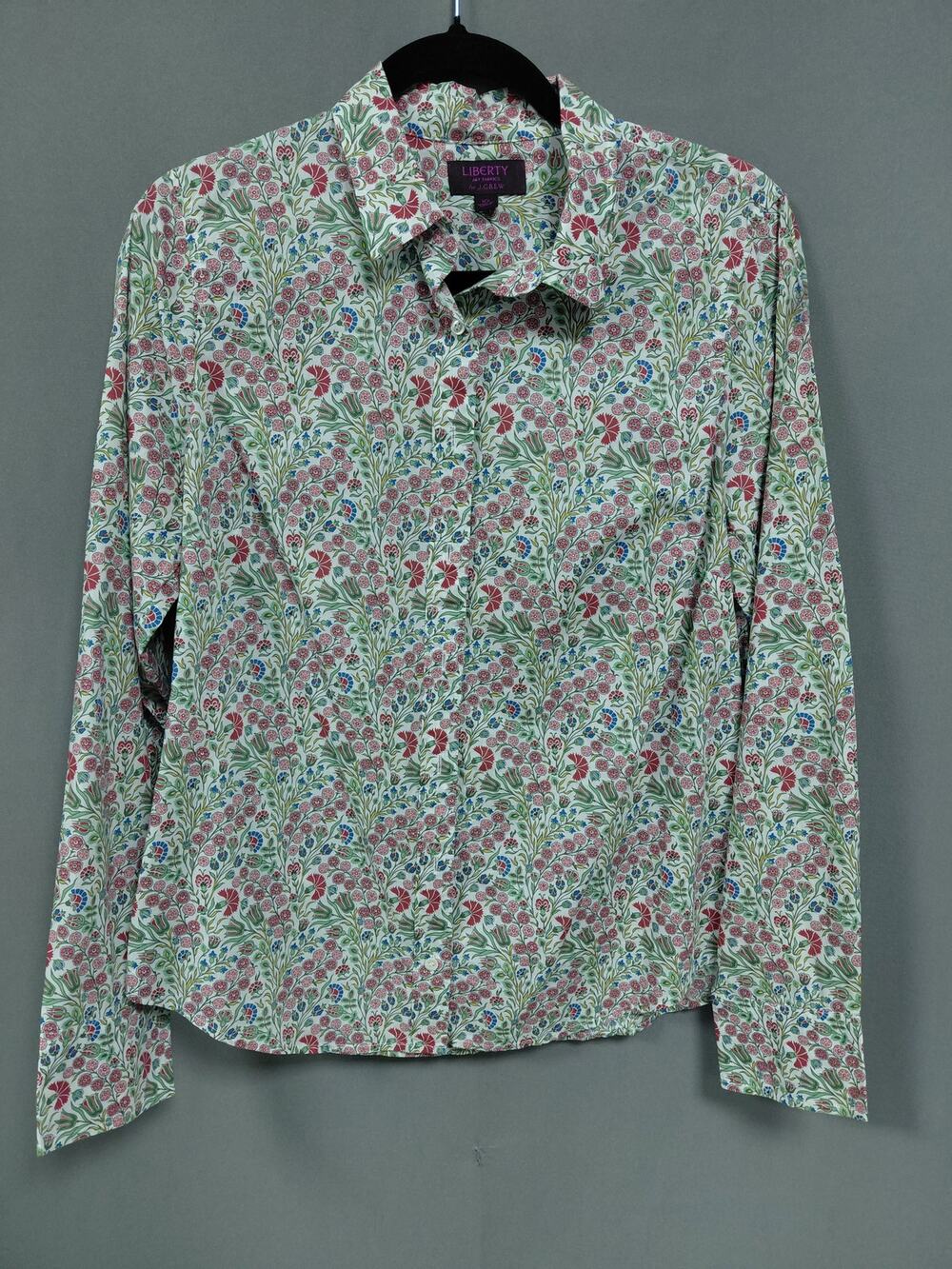 LIBERTY Floral Print Cotton Blouse Woven Long Sleeve Women Size 10